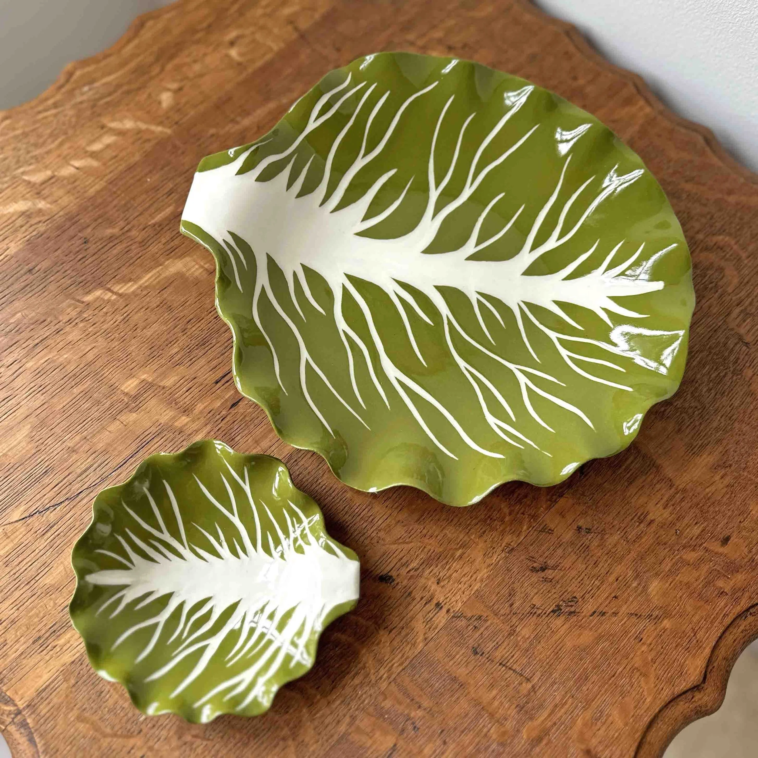 English Garden Green Cabbage leaf dish — Minnie-Mae Studio